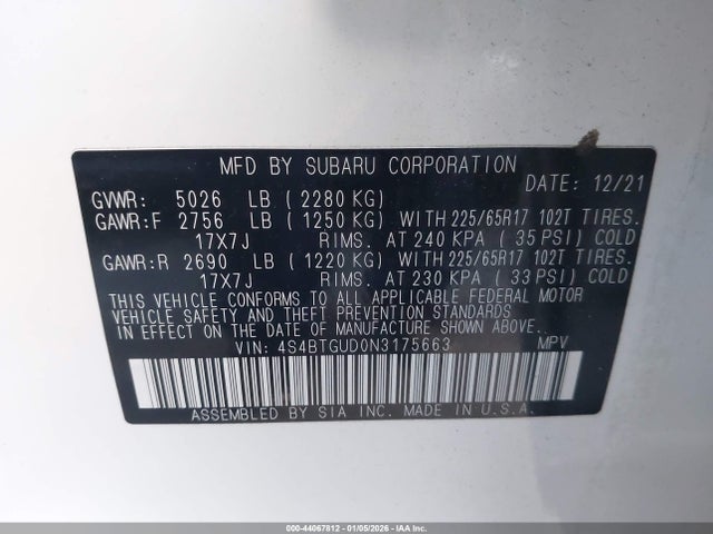 4S4BTGUD0N3175663 Subaru Outback Wilderness