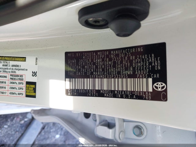 Toyota COROLLA LE 2025 5YFB4MDEXSP333955 Image 9