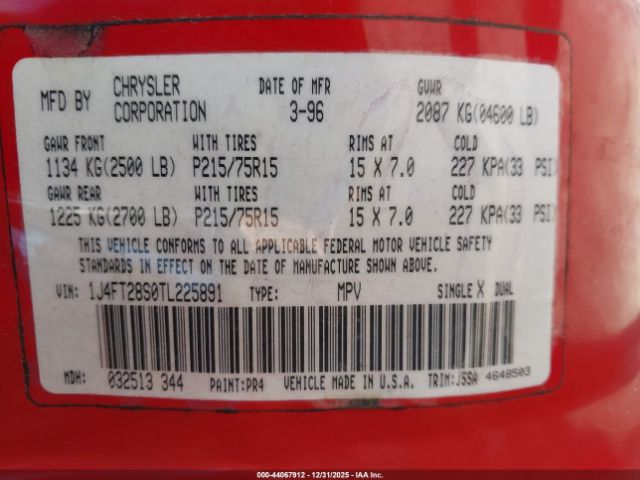 1996 JEEP CHEROKEE 1J4FT28S0TL225891 Photo 8