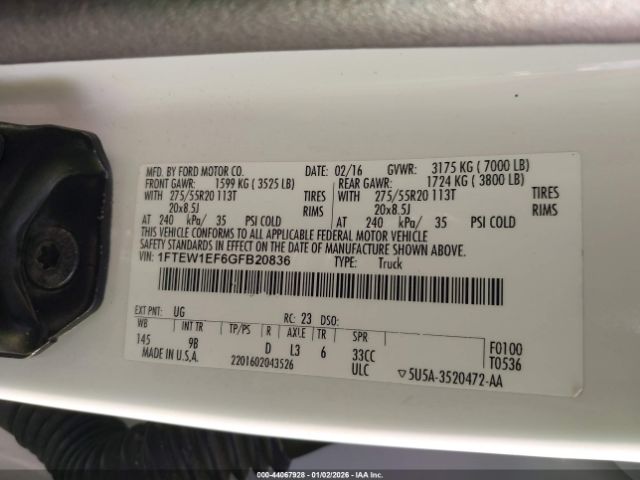 2016 FORD F-150 1FTEW1EF6GFB20836 Photo 8