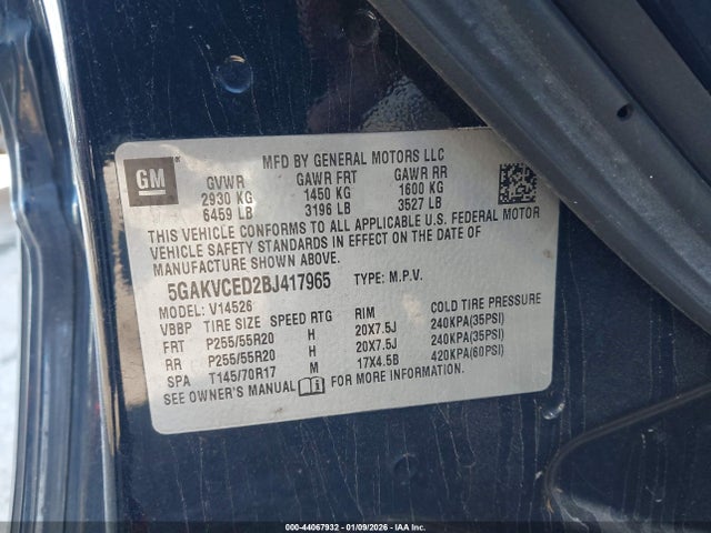 Aukcja sprzedaży 2011 Buick Enclave 2xl, vin: 5GAKVCED2BJ417965, numer aukcji: 44067932