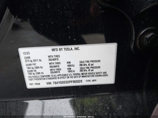 2023 Tesla Model Y Rwd მანქანა იყიდება აუქციონზე, vin: 7SAYGDED2PF969329, აუქციონის ნომერი: 44067972