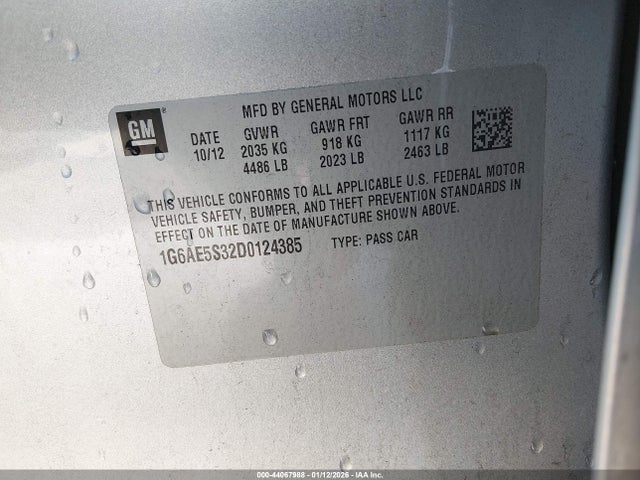44067988 :رقم المزاد ، 1G6AE5S32D0124385 vin ، 2013 Cadillac Ats Premium مزاد بيع