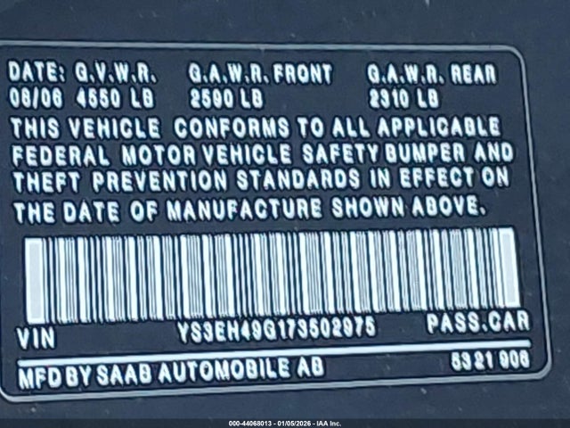 2007 SAAB 9-5 YS3EH49G173502975 Photo 8