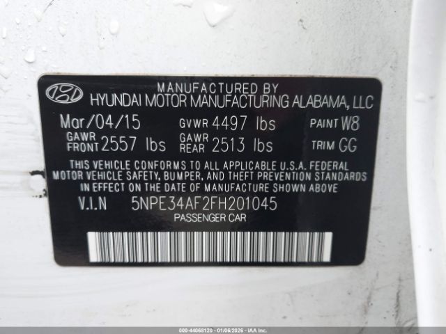 2015 HYUNDAI SONATA 5NPE34AF2FH201045 Photo 8