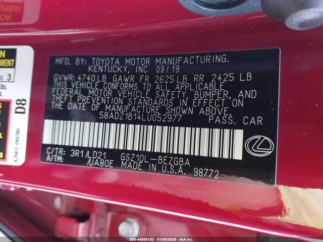 2020 LEXUS ES 350 58ADZ1B14LU052977 Photo 8