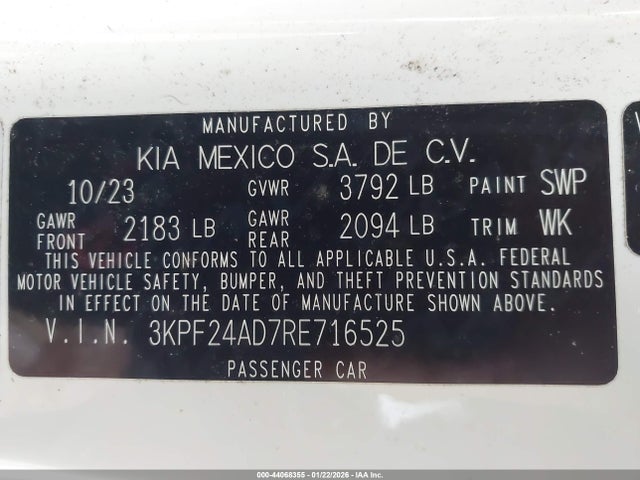 3KPF24AD7RE716525 KIA Forte Lxs