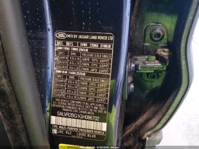 Land Rover Range Rover Evoque Hse 2016 SALVR2BG1GH086702 Image 9
