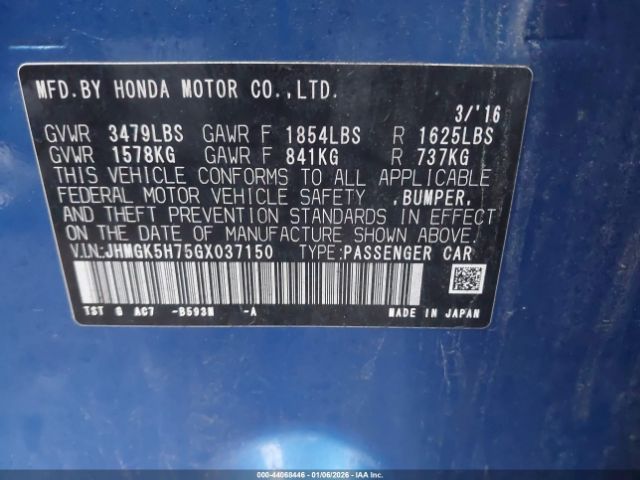 2016 HONDA FIT JHMGK5H75GX037150 Photo 8