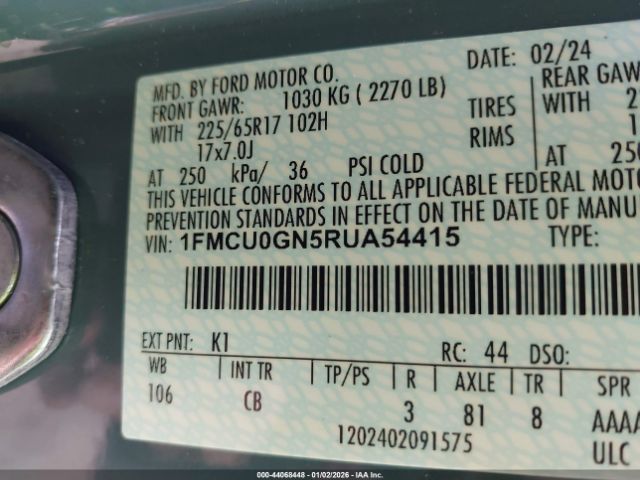 2024 FORD ESCAPE 1FMCU0GN5RUA54415 Photo 8