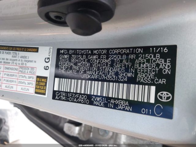 2017 TOYOTA PRIUS JTDKARFU7H3531324 Photo 8