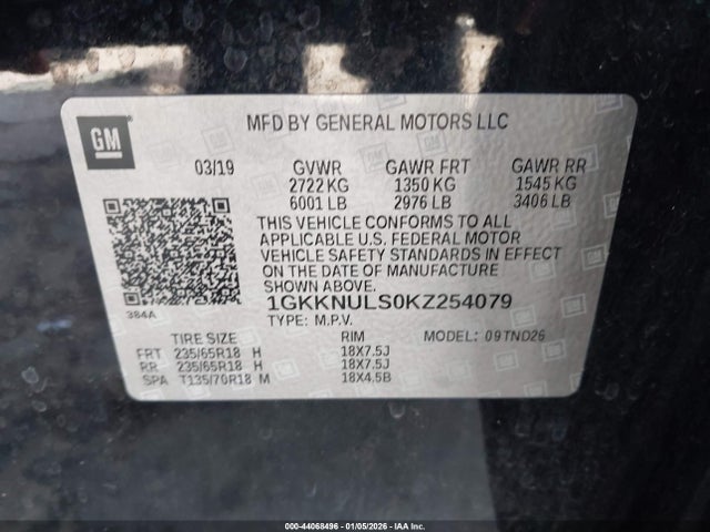 1GKKNULS0KZ254079 GMC Acadia Slt-1
