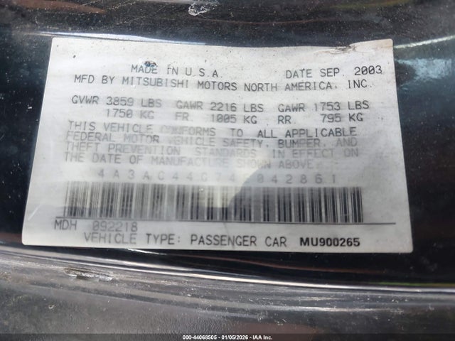 2004 MITSUBISHI ECLIPSE 4A3AC44G74E042861 Photo 8