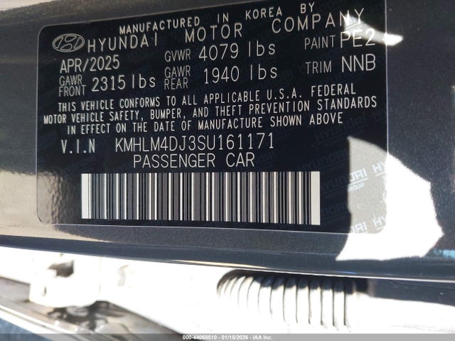 KMHLM4DJ3SU161171 Hyundai Elantra Hybrid Sel Sport