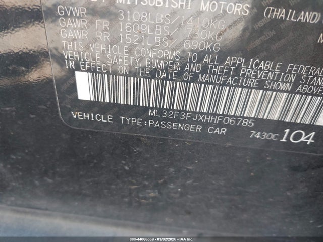 2017 MITSUBISHI MIRAGE G4 ML32F3FJXHHF06785 Photo 8
