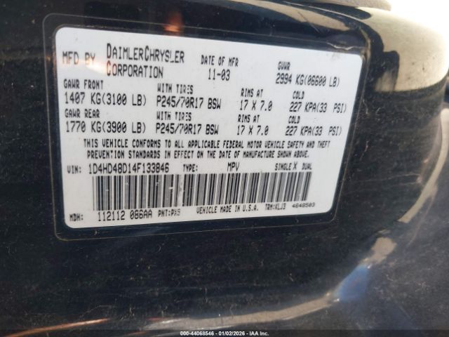 2004 DODGE DURANGO 1D4HD48D14F133846 Photo 8