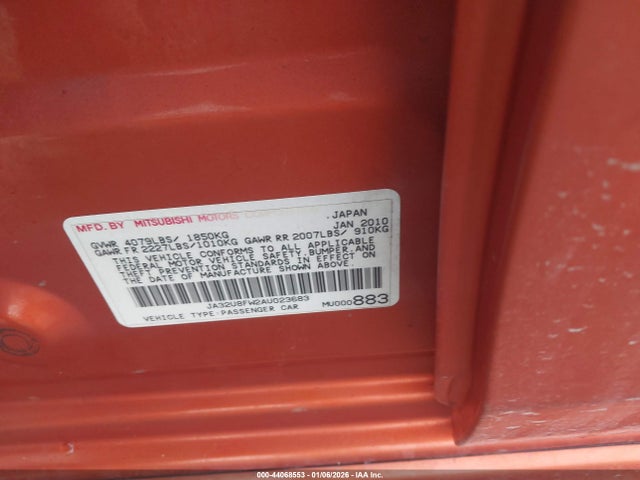 2010 MITSUBISHI LANCER JA32U8FW2AU023683 Photo 8
