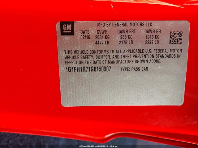 Продаж на аукціоні авто 2016 Chevrolet Camaro 2ss, vin: 1G1FH1R71G0150307, номер лоту: 44068569