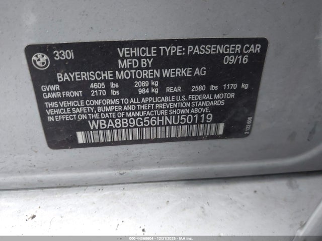 WBA8B9G56HNU50119 BMW 330I