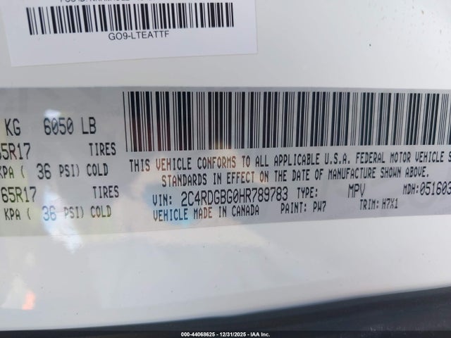 2C4RDGBG0HR789783 Dodge Grand Caravan Se