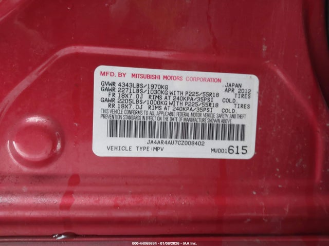 2012 MITSUBISHI OUTLANDER SPORT JA4AR4AU7CZ008402 Photo 8