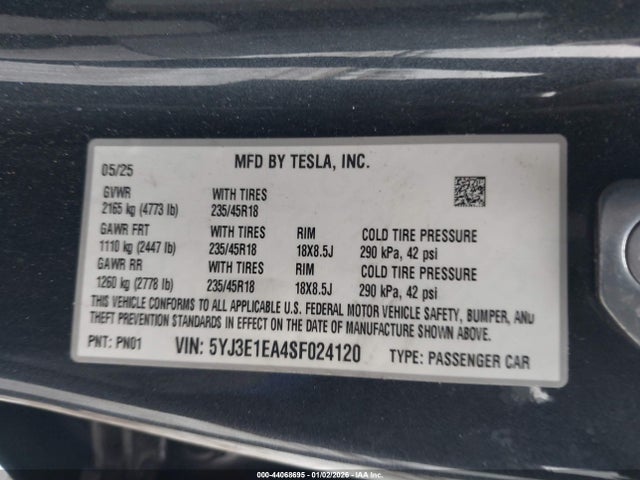 2025 TESLA MODEL 3 5YJ3E1EA4SF024120 Photo 8