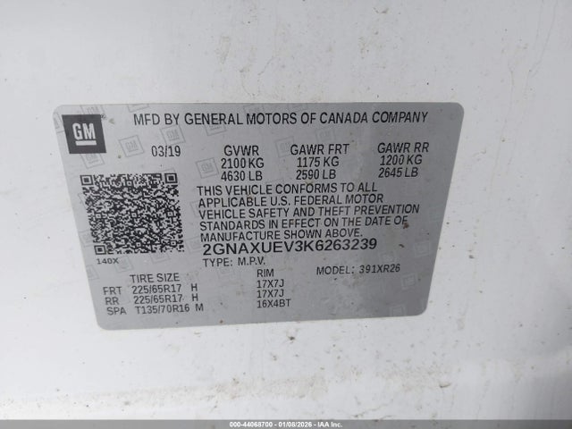 Chevrolet EQUINOX LT 2019 2GNAXUEV3K6263239 Image 9