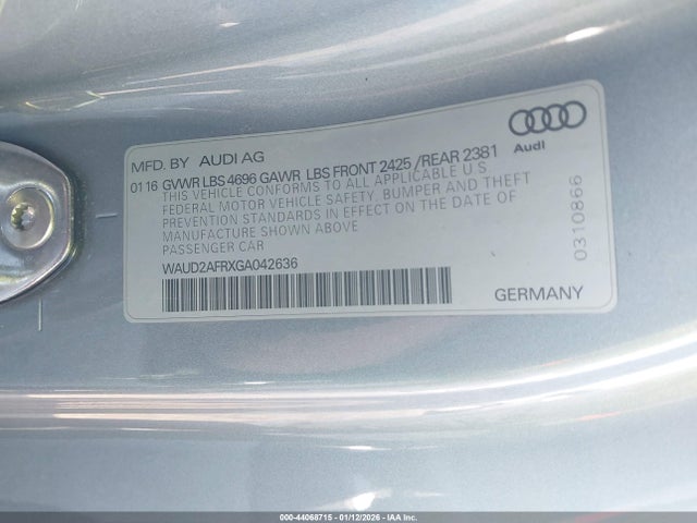 2016 AUDI A5 WAUD2AFRXGA042636 Photo 8