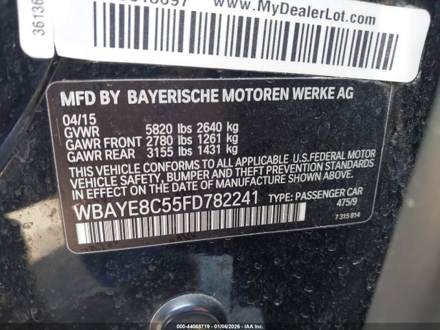 2015 BMW 750LI WBAYE8C55FD782241 Photo 8