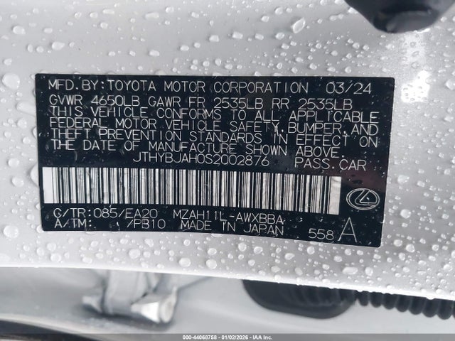 JTHYBJAH0S2002876 Lexus Ux 300h