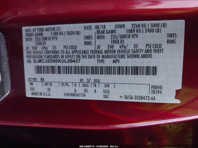 5LMCJ2D90KUL09437 Lincoln MKC SELECT