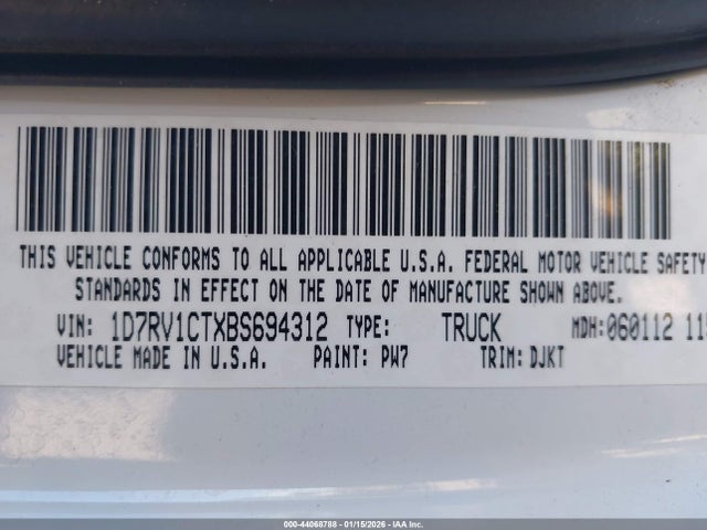 Aukcja sprzedaży 2011 Ram Ram 1500 Laramie Longhorn, vin: 1D7RV1CTXBS694312, numer aukcji: 44068788
