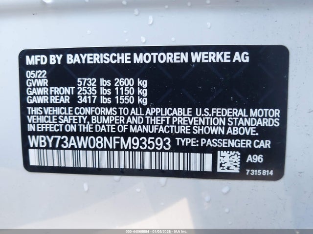 2022 BMW I4 WBY73AW08NFM93593 Photo 8