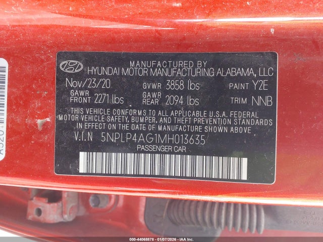 2021 HYUNDAI ELANTRA 5NPLP4AG1MH013635 Photo 8