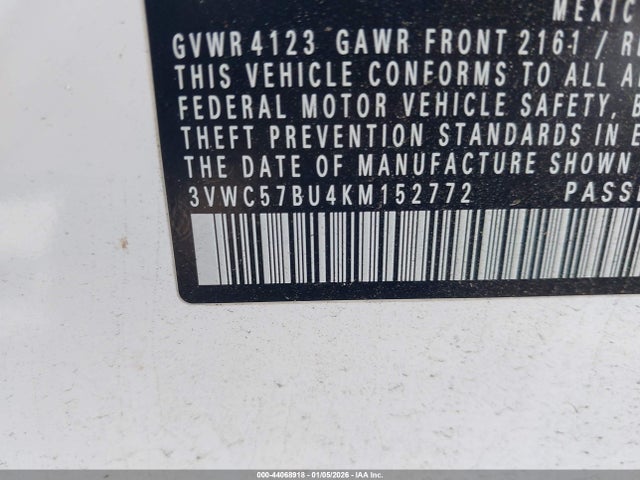 3VWC57BU4KM152772 Volkswagen Jetta 1.4t R-line/1.4t S/1.4t Se