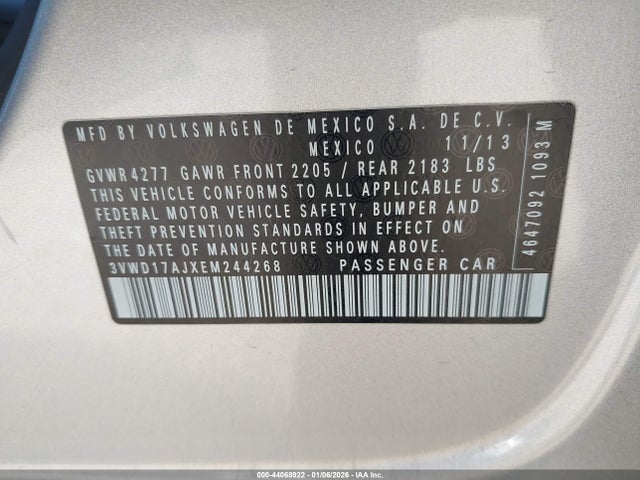 3VWD17AJXEM244268 Volkswagen Jetta 1.8t Se