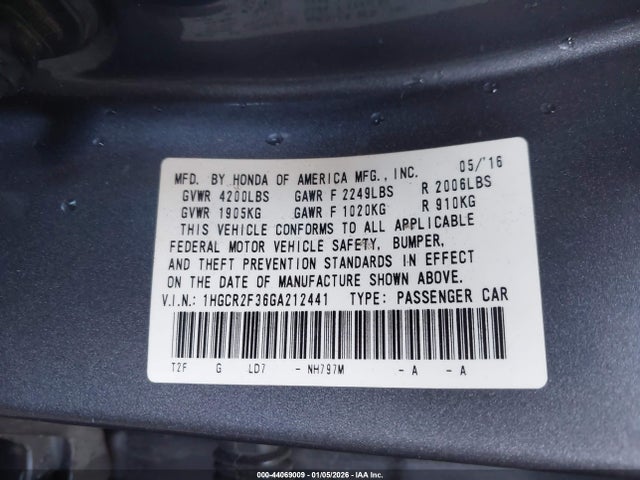1HGCR2F36GA212441 Honda ACCORD LX