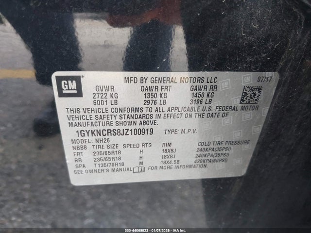 2018 CADILLAC XT5 1GYKNCRS8JZ100919 Photo 8