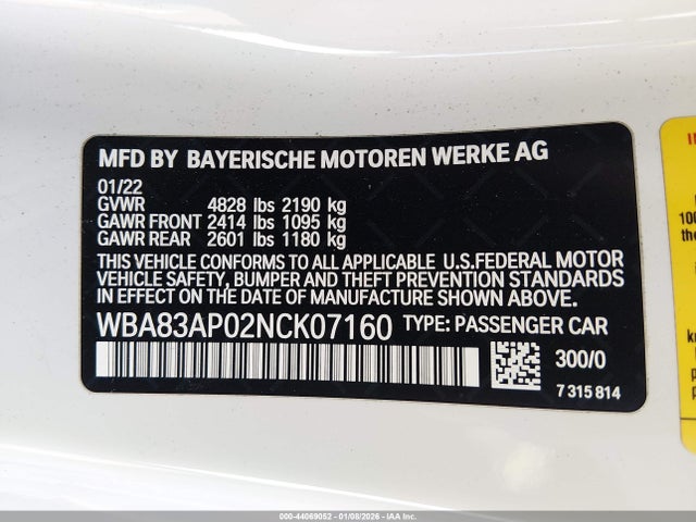 2022 BMW M440I WBA83AP02NCK07160 Photo 8