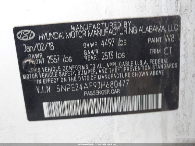 5NPE24AF9JH680477 Hyundai SONATA SE