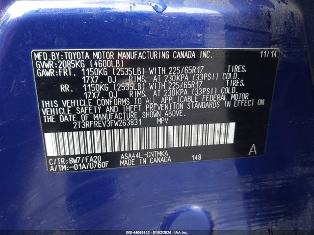 Toyota Rav4 Xle 2015 2T3RFREV3FW263831 Image 9