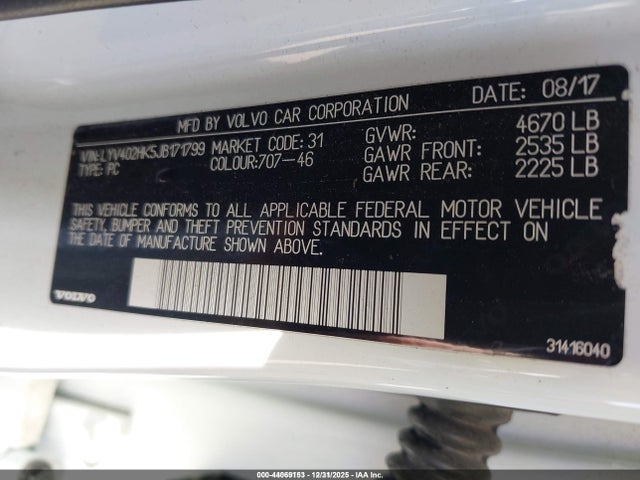 LYV402HK5JB171799 Volvo S60 Inscription T5