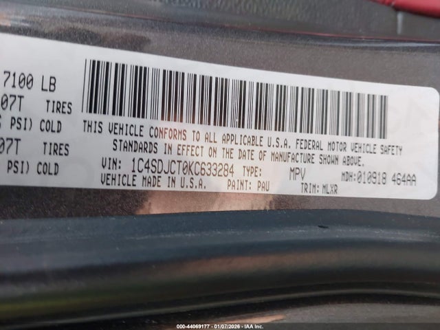 Aukcja sprzedaży 2019 Dodge Durango R/t Awd, vin: 1C4SDJCT0KC633284, numer aukcji: 44069177
