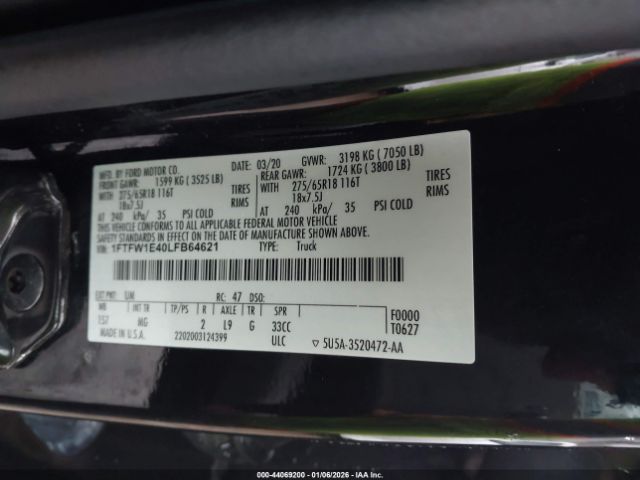 2020 FORD F-150 1FTFW1E40LFB64621 Photo 8