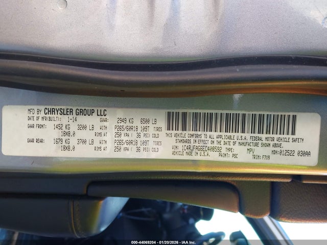 44069204 :رقم المزاد ، 1C4RJFAG6EC408592 vin ، 2014 Jeep Grand Cherokee Laredo مزاد بيع