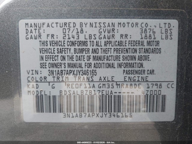 2018 NISSAN SENTRA 3N1AB7APXJY346165 Photo 8