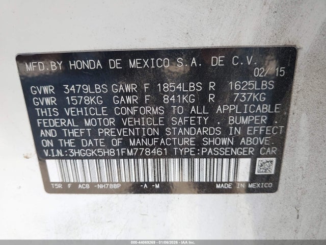 3HGGK5H81FM778461 Honda Fit Ex/ex-l