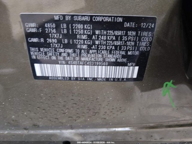 2025 SUBARU OUTBACK 4S4BTAFC4S3199560 Photo 8