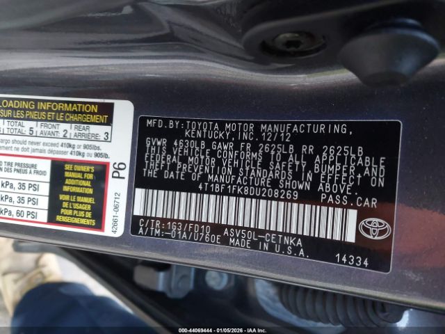 2013 TOYOTA CAMRY 4T1BF1FK8DU208269 Photo 8