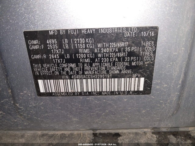 4S4BSACC5H3290191 Subaru Outback 2.5i Premium